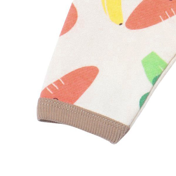 日本西松屋 - 裏毛圓領印花長袖上衣-蔬菜家族-米杏