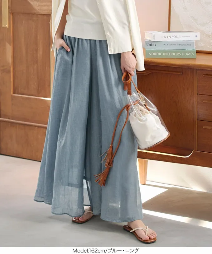 日本 Kobe Lettuce - 仙氣飄逸感亞麻混紡寬褲-卡其棕