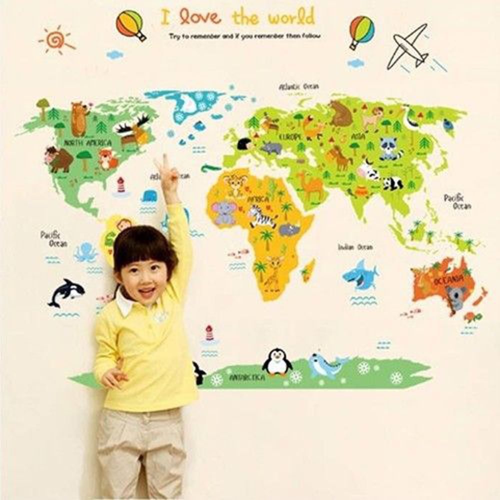 JB Design - 時尚壁貼-卡通世界地圖 (60cm*90cm)