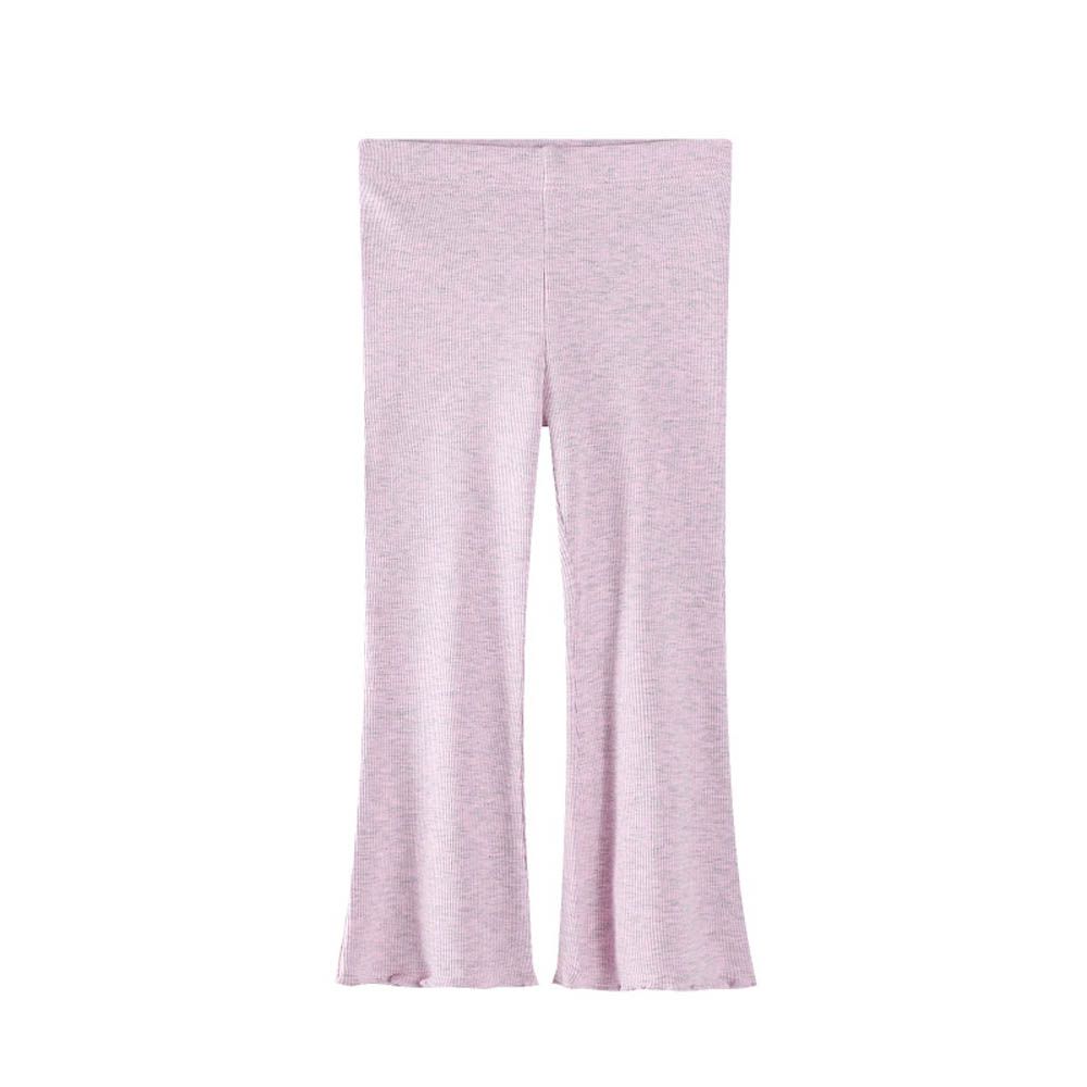 腰鬆緊微喇叭內搭褲-灰紫