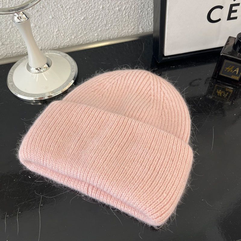 溫柔暖暖針織毛帽(30%兔毛)-米白色 (M（56-58cm）)