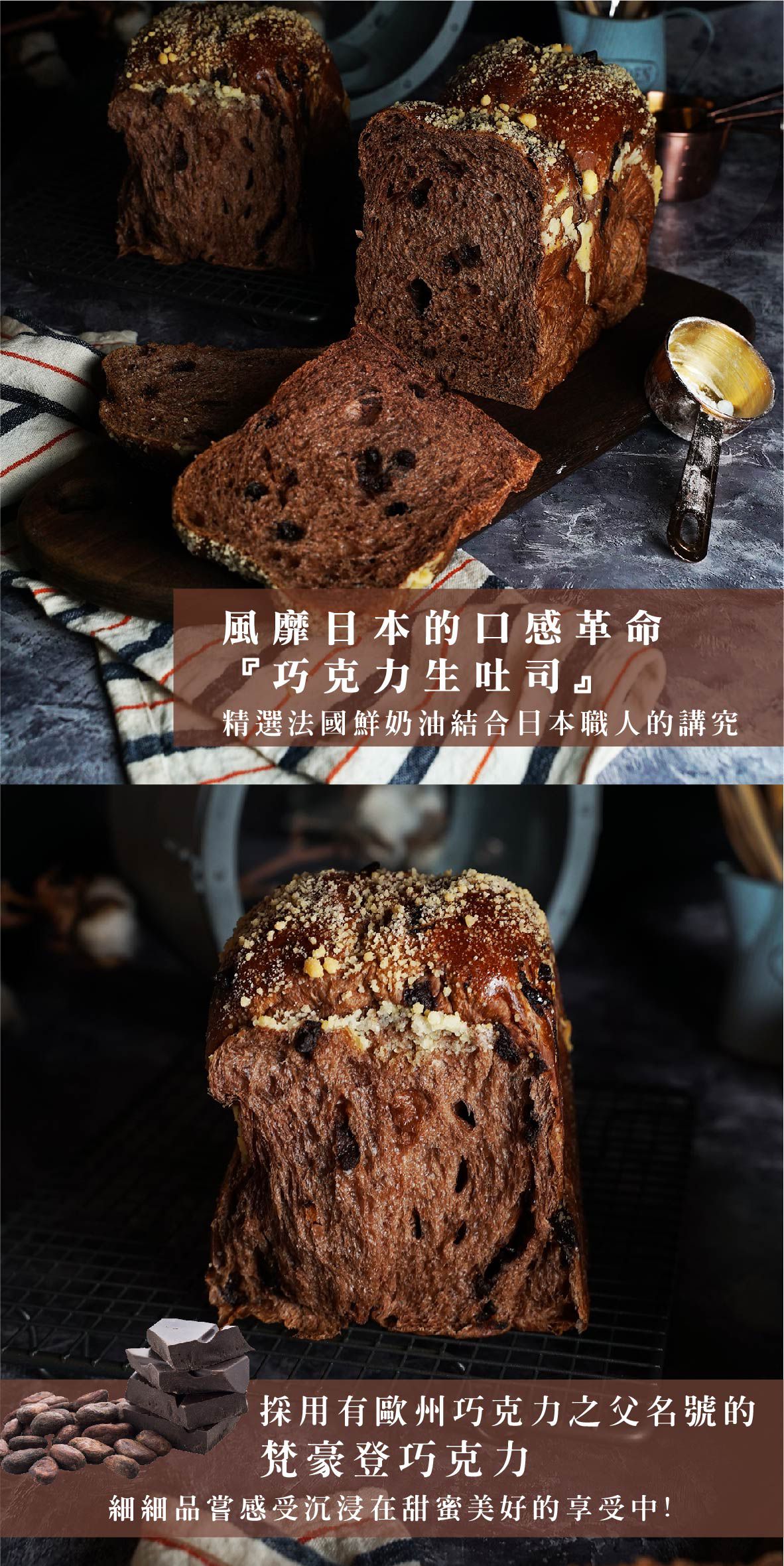 唐緹 TARTINE - 益生菌巧克力生吐司2條組-約900g