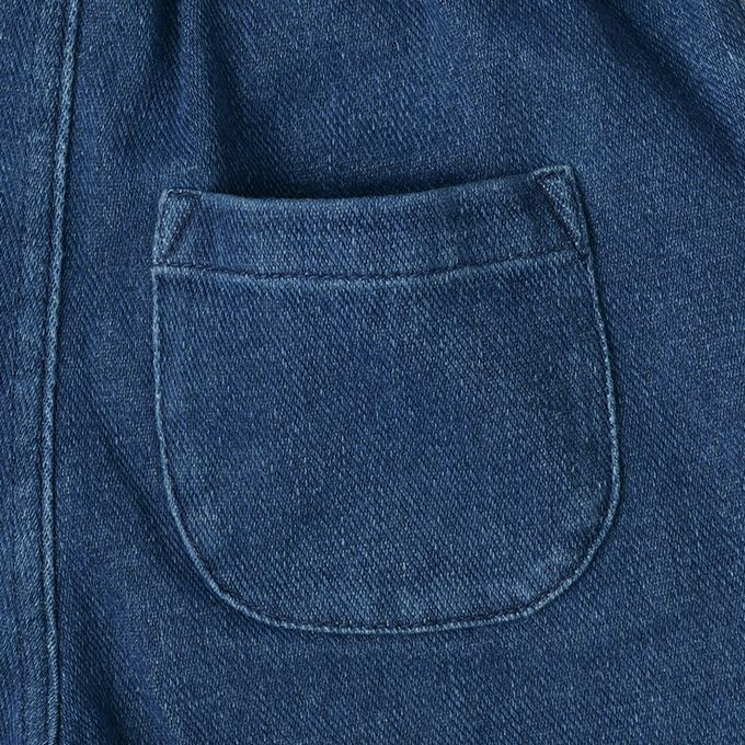 akachan honpo - 10分褲-口袋荷葉邊-深藍色