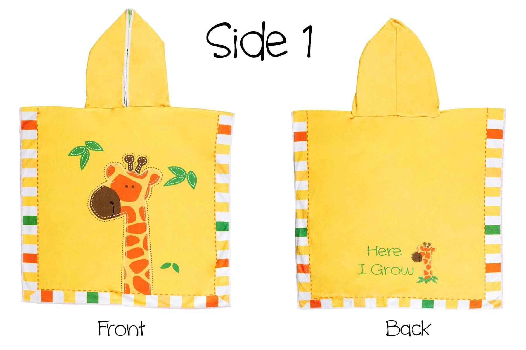 加拿大 flapjackkids - 雙面防曬連帽罩衫/浴巾-長頸鹿/斑馬