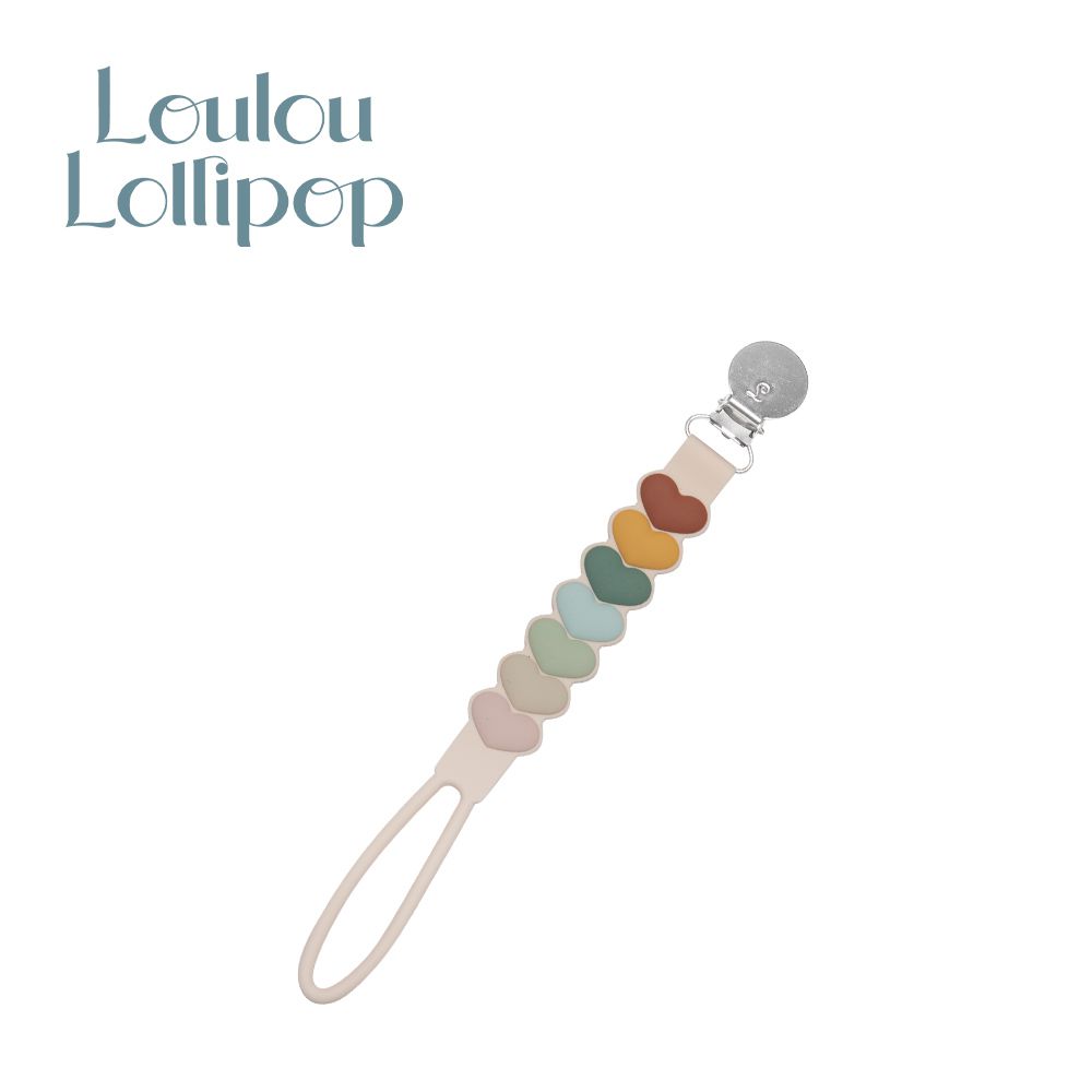 Loulou Lollipop - 加拿大 固齒器奶嘴鍊夾-莫蘭迪小愛心