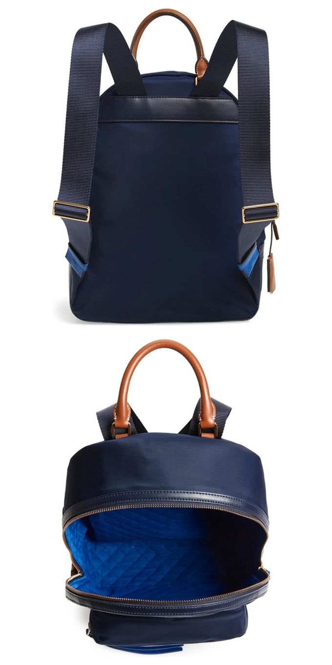 TORY BURCH - 前口袋尼龍後背包 (深藍)