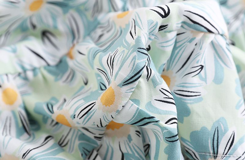 甜美蛋糕裙洋裝-滿版花朵-藍+粉+橘