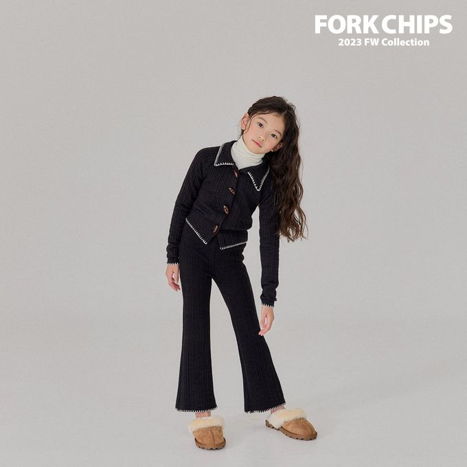 韓國 FORK CHIPS - 編織感牛角釦針織外套-黑