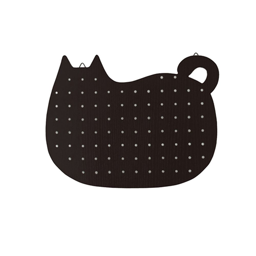 日本 DECOLE - 貓咪造型置物版/佈告欄(附15根木圖釘)-黑色 (32.5x22x25cm)