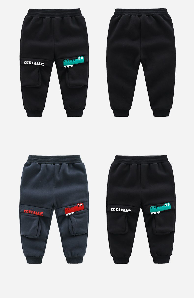 薄絨腰鬆緊休閒保暖束口長褲-鱷魚嘴嘴-灰色