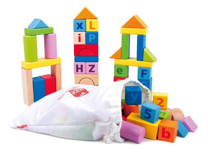 德國 Hape - 益智字母數字積木(80入)彩盒