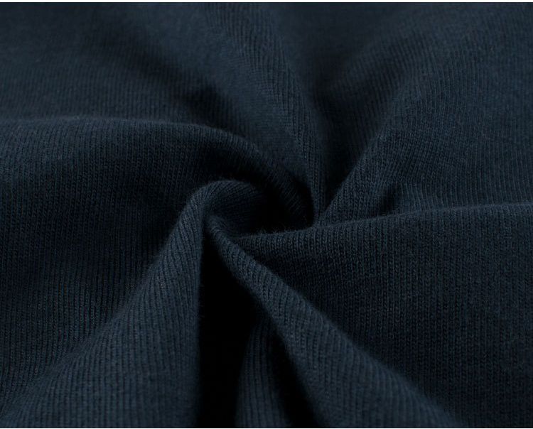 純棉圓領薄長袖上衣-英文字母-深藍色