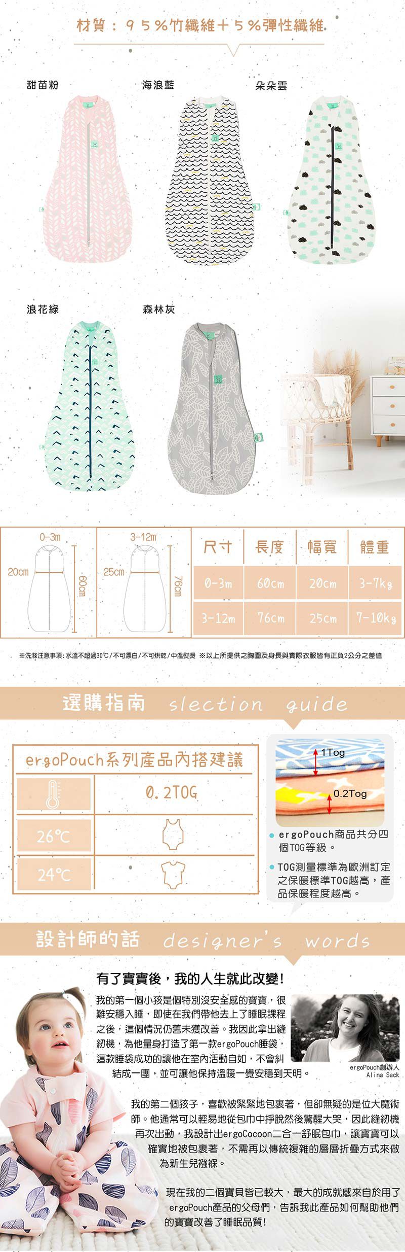 澳洲 ergoPouch - 二合一舒眠包巾-竹纖維-沖繩藍