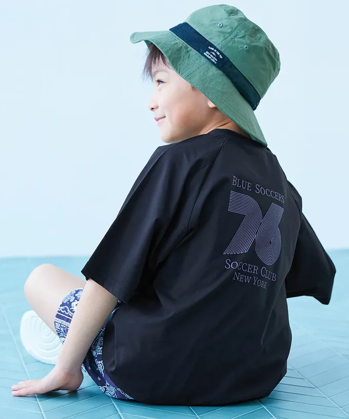 日本 devirock - [快乾防皺]防污機能短袖上衣-撞色-白x紫羅蘭