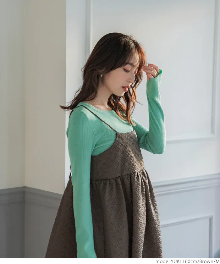 日本 COCA - 經典立體雲朵皺縮吊帶裙-大人-簡約黑