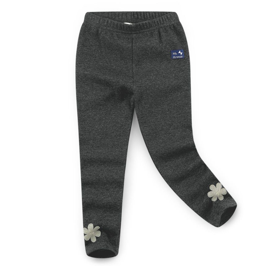 韓國 Jelispoon - (內刷毛)花花內搭褲-深灰