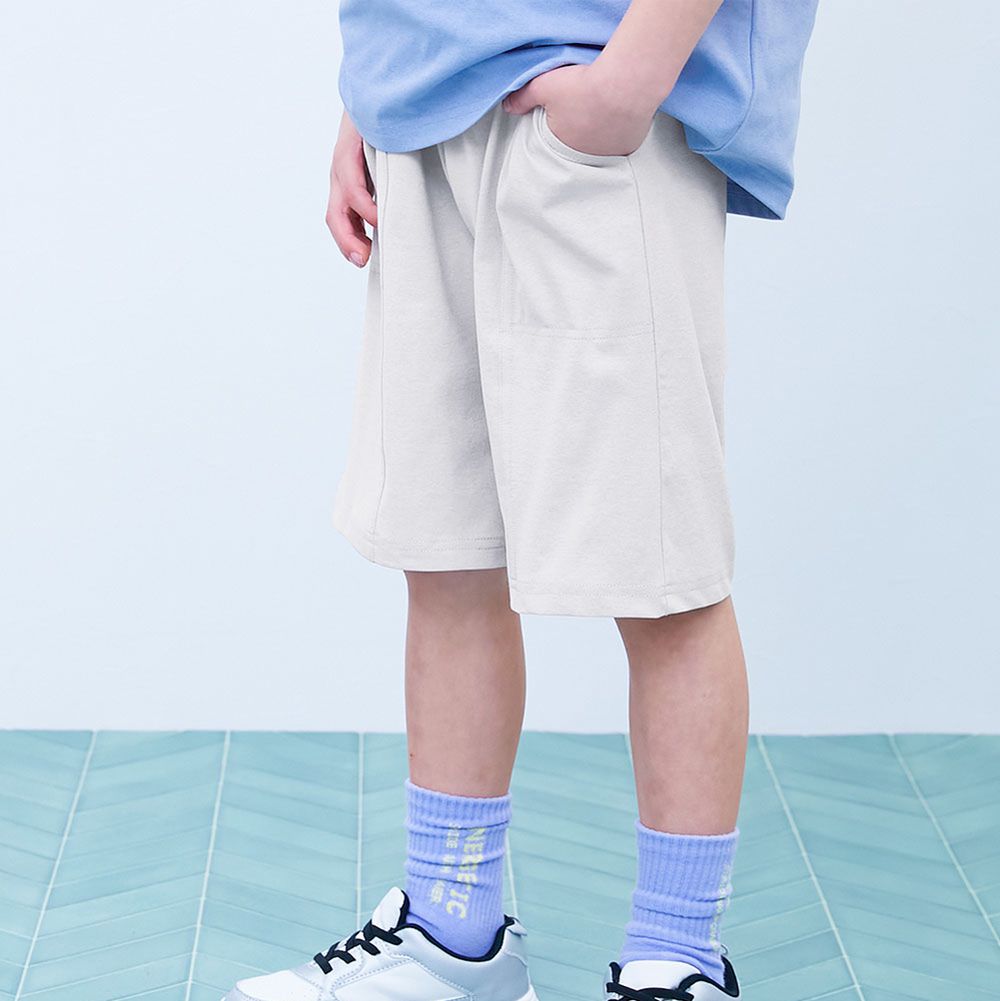 [快乾防皺]可烘乾防污機能五分褲-淺灰