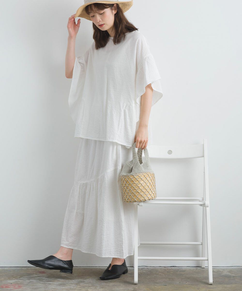 日本女裝代購 - 100%印度棉 超透氣飄逸長裙-大格紋-淺米杏