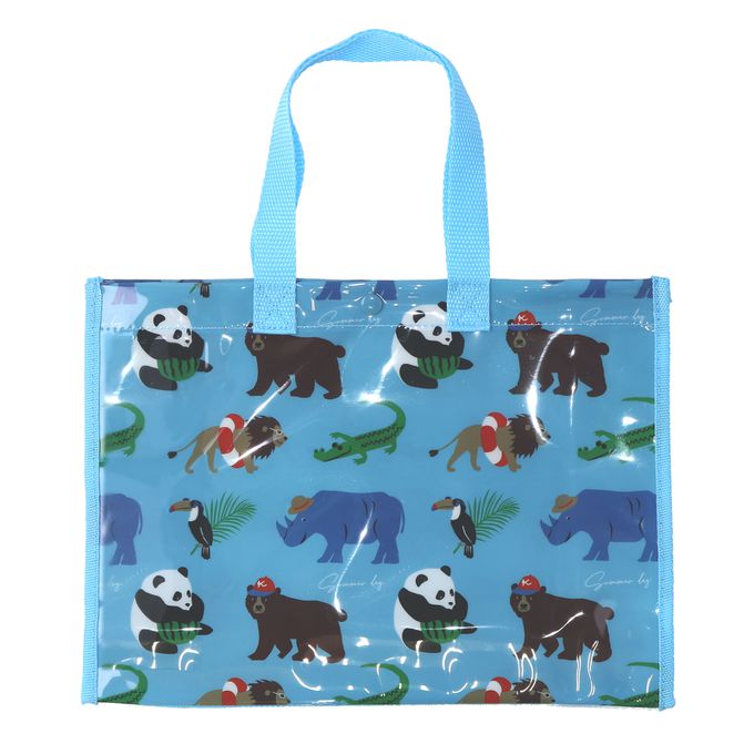 日本 ZOOLAND - 防水PVC手提袋/游泳包-白熊戲水-黃色 (25x34cm)