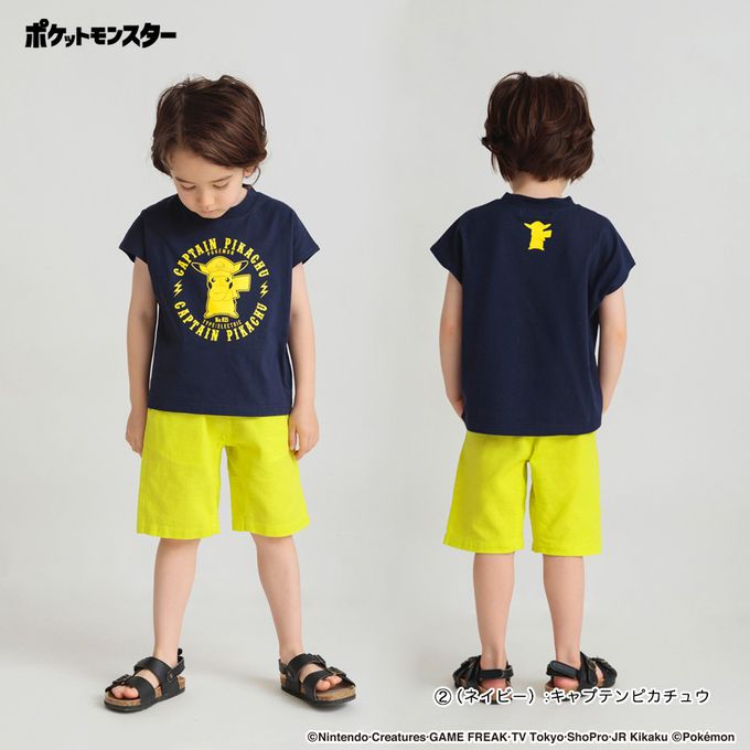 日本 BRANSHES - [限量]寶可夢印花法式袖上衣-烈空坐-黑