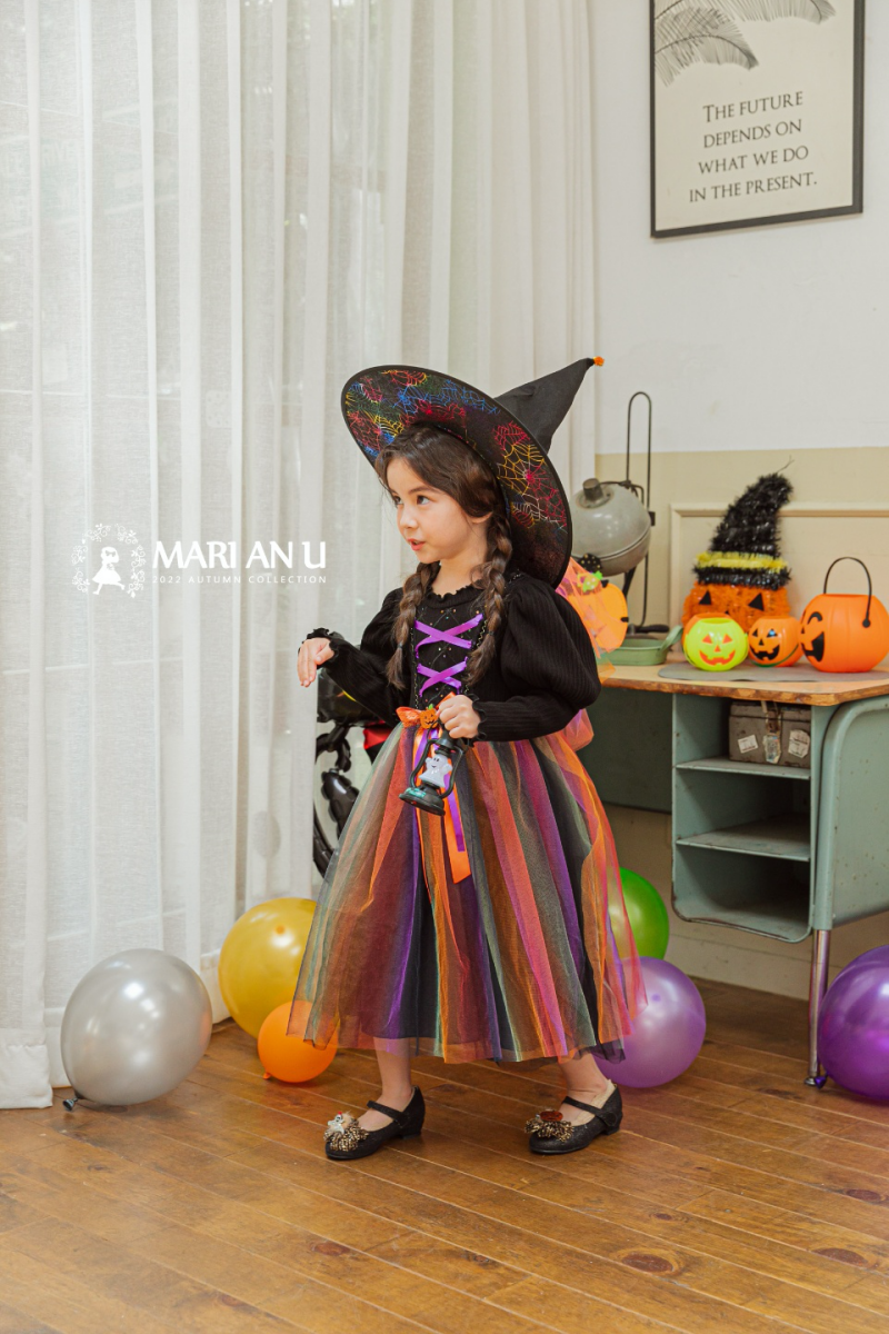 韓國 Mari an u - 萬聖節多彩網紗魔女洋裝