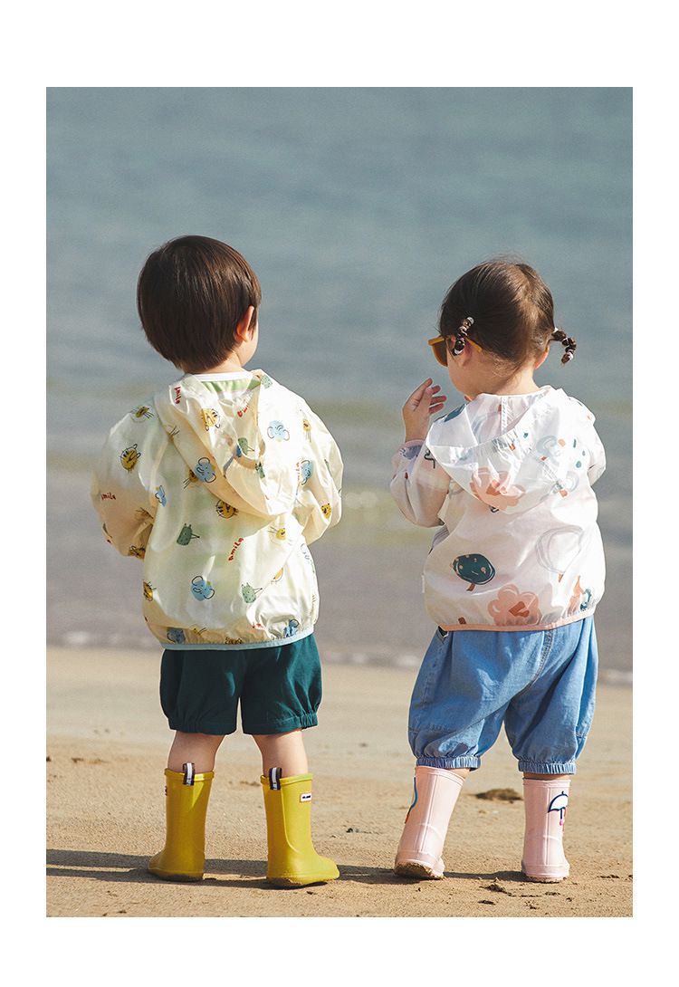 輕薄防風連帽外套-動物樂園-藍色