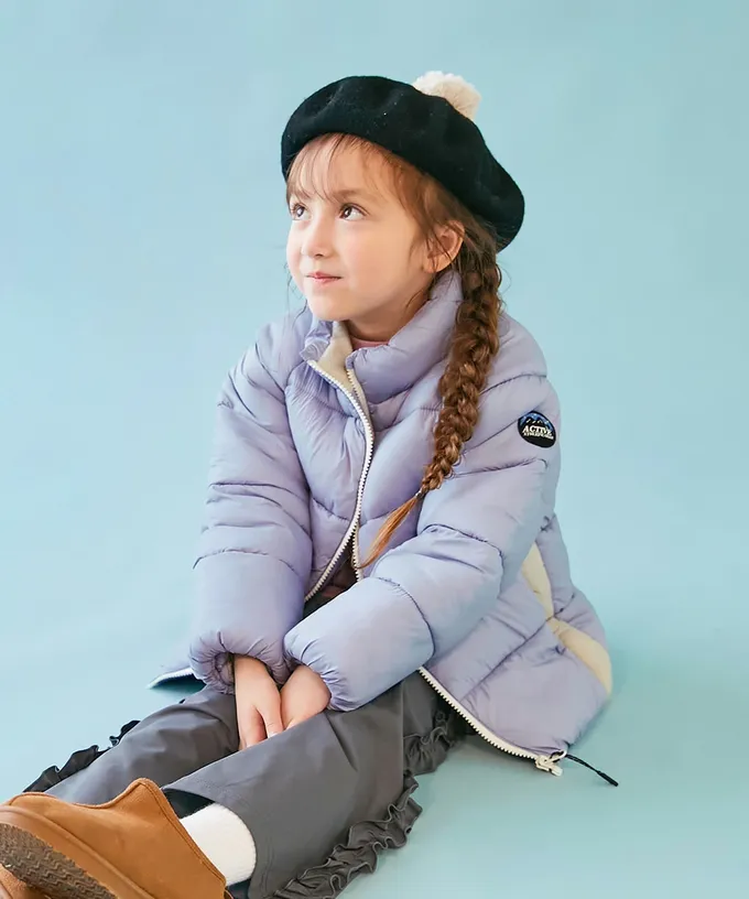 日本 devirock - 可機洗 輕量連帽保暖羽絨外套-袖子線條-粉紅