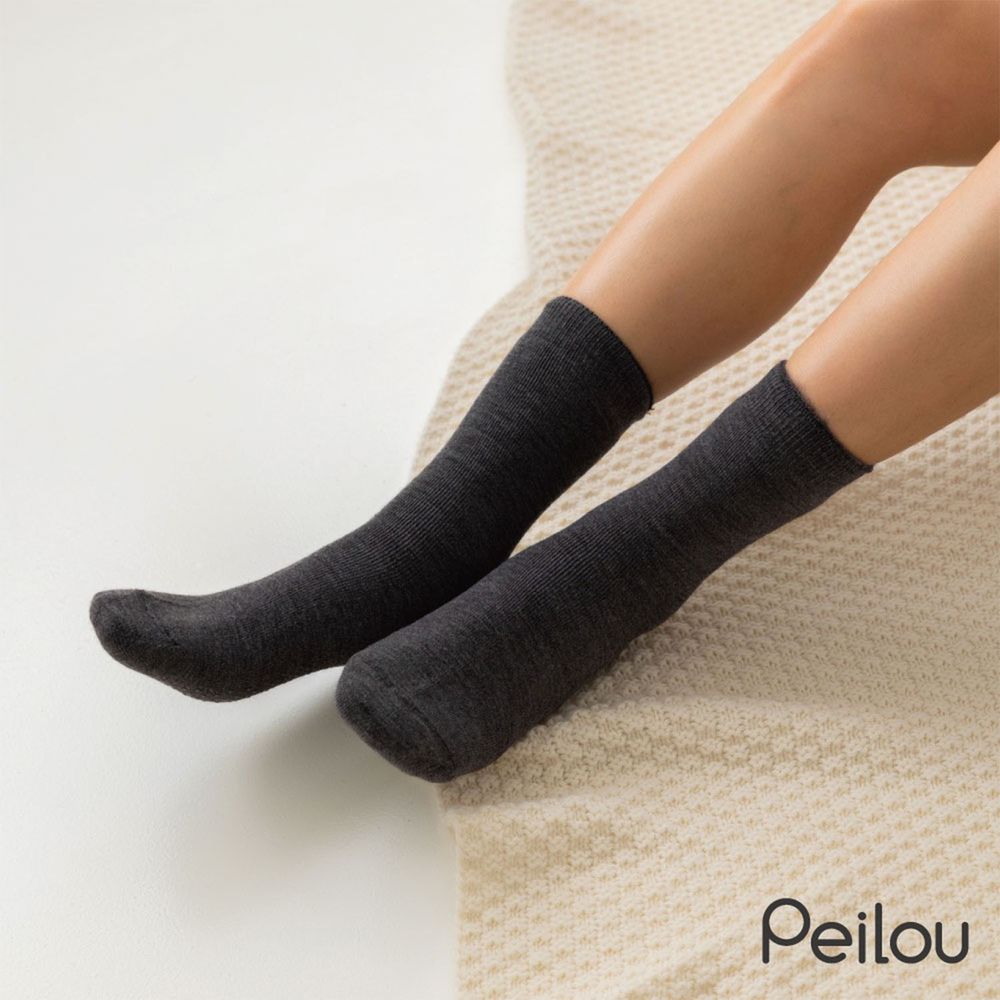 貝柔 Peilou - 裹起毛厚織長襪-純色-灰