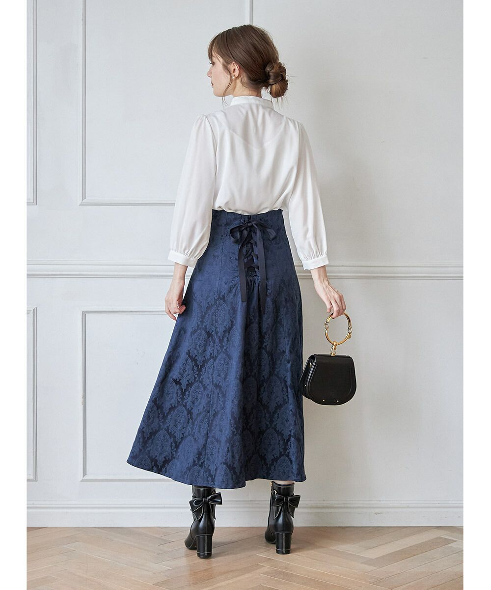 日本 tocco-closet - 後綁帶歐風修身長裙-海軍藍