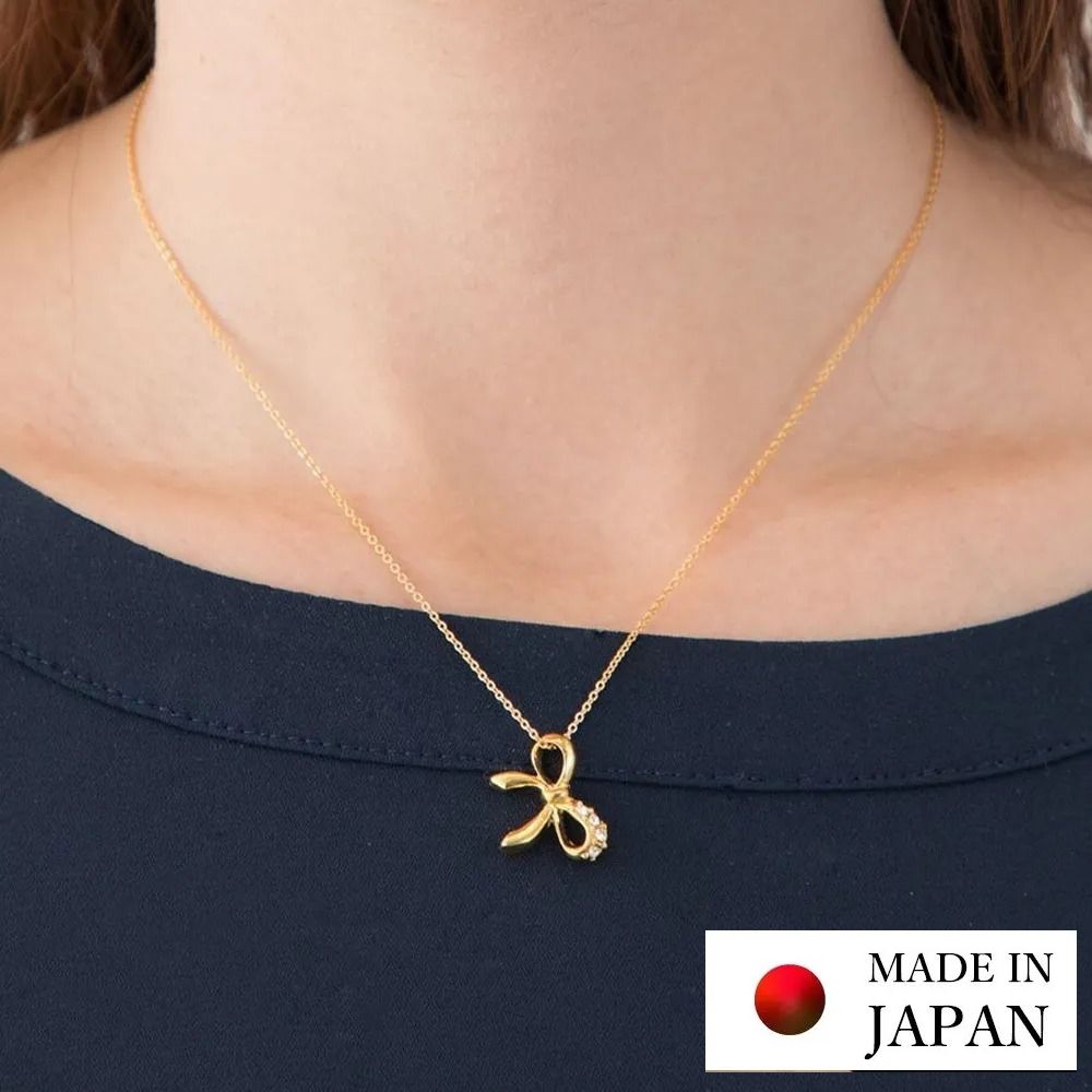 日本製 精緻小水鑽蝴蝶結項鏈-金