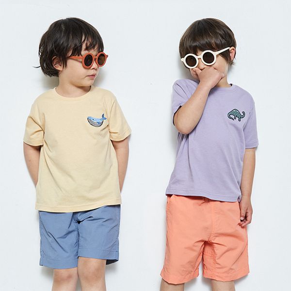 日本 b-ROOM - 胸前童趣印花短袖上衣-吉普車-水藍