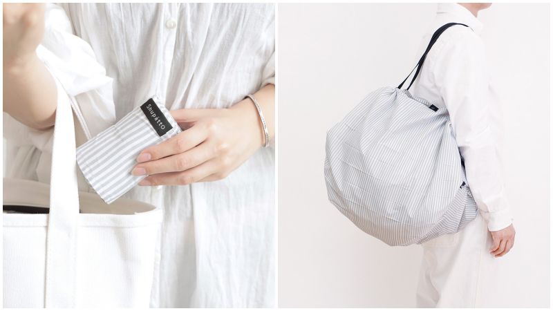 日本 MARNA - Shupatto 秒收摺疊購物袋(可掛購物籃)-五週年限定升級款-漣漪波點 (L(50x38cm))-耐重15kg / 40L