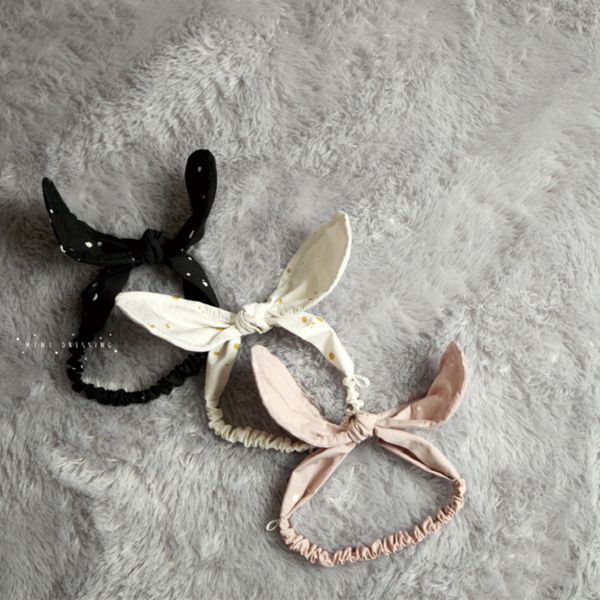 韓國 Mini Dressing - 時尚可愛兔子耳朵造型髮帶-黑白點點 (單一尺寸)