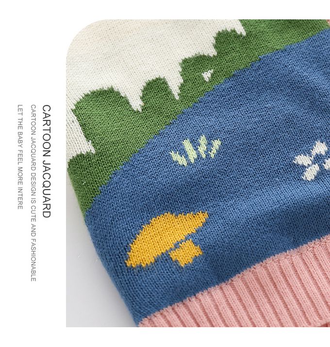 好搭V領鈕釦針織背心-公園-深藍+米色