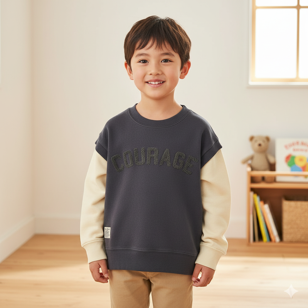 假兩件休閒上衣-深藍色