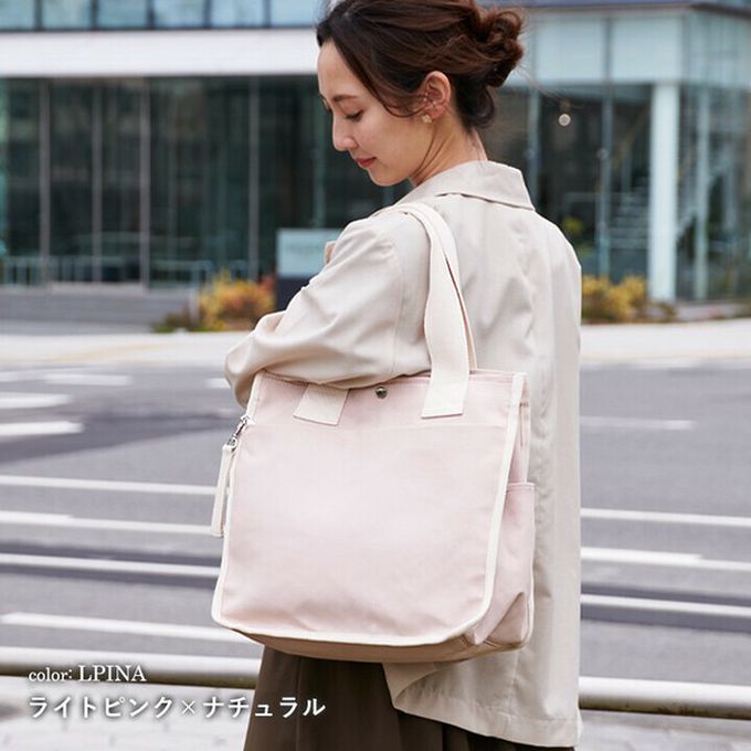 日本 LIZDAYS - 通勤推薦 清爽帆布實用托特包-黑x斑點 (32x33cm)