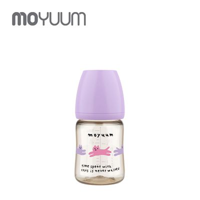 韓國 MOYUUM - PPSU 寬口奶瓶-貓咪夢境(葡萄紫)(SOOSOOJIN聯名款)-170ml (0m+)