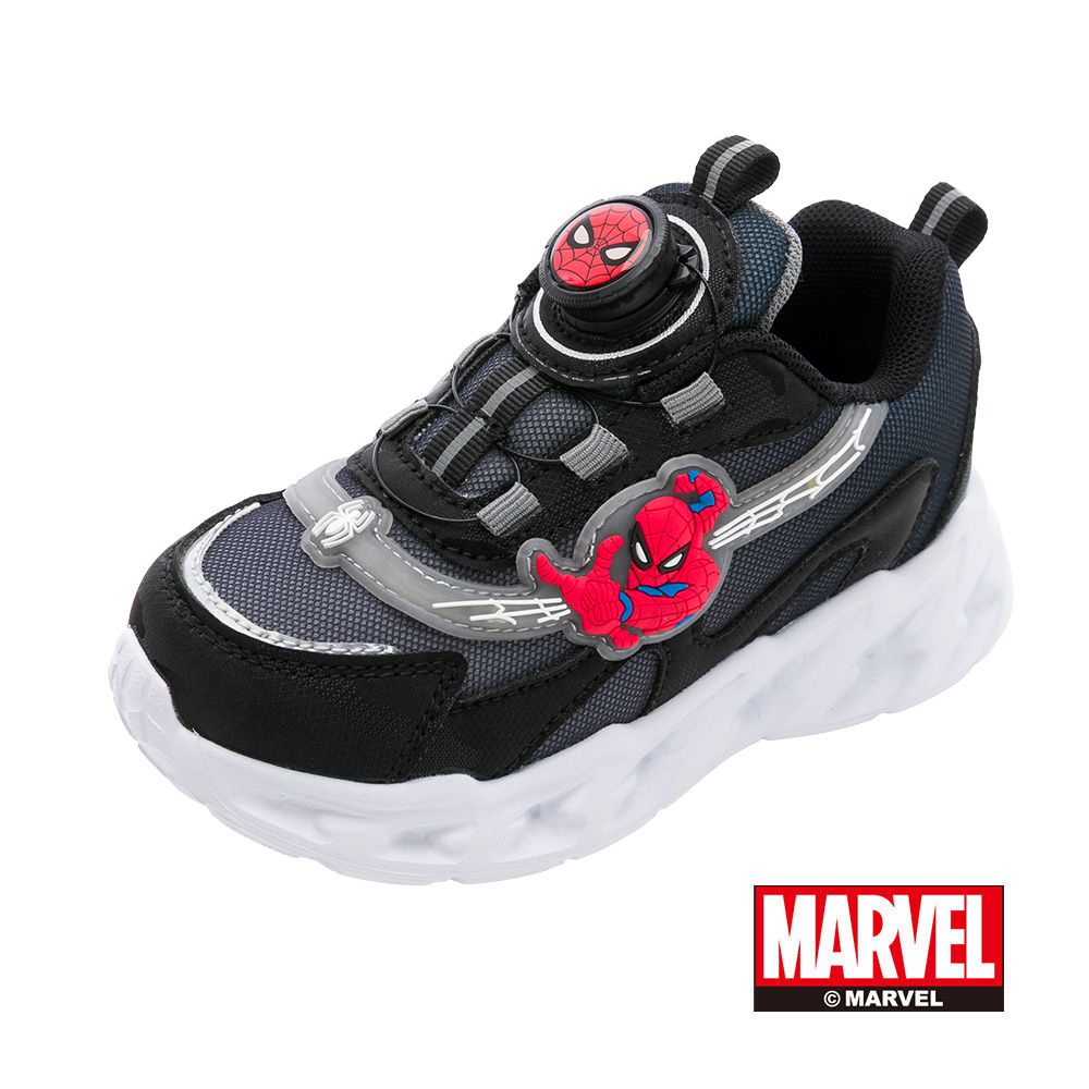 蜘蛛人 童鞋 輕量旋轉扣電燈運動鞋 MNKX55120-靈活輕量大底-藍黑-(中大童段)