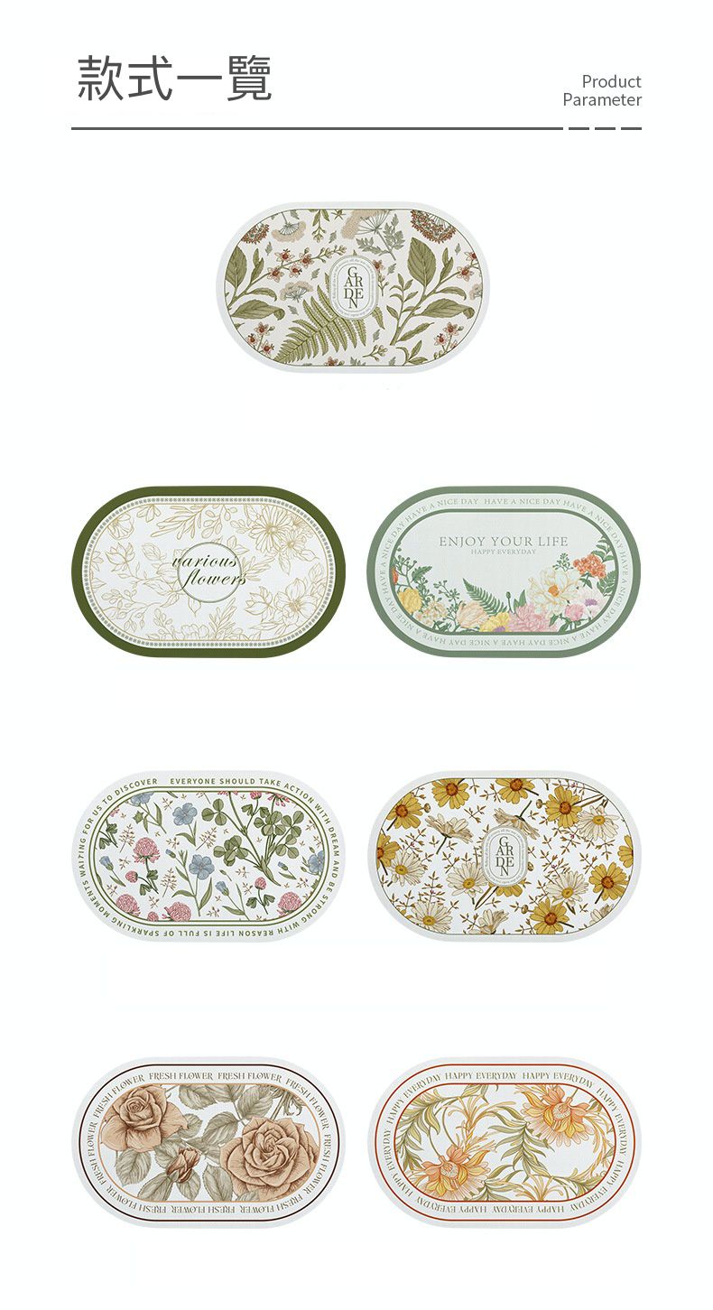 科技絨速乾防滑腳踏墊-蒂芙尼仙境-綠+米白