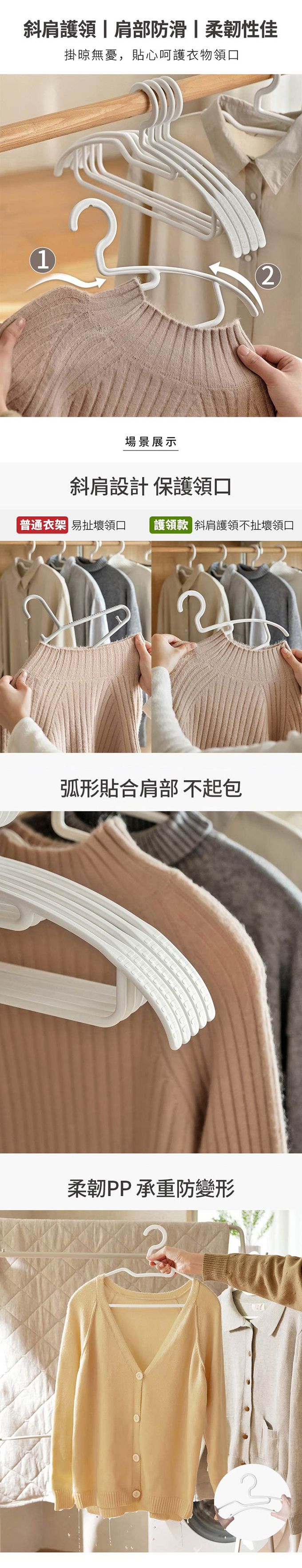 懶角落 - 防領口變形無痕護領衣架-30入
