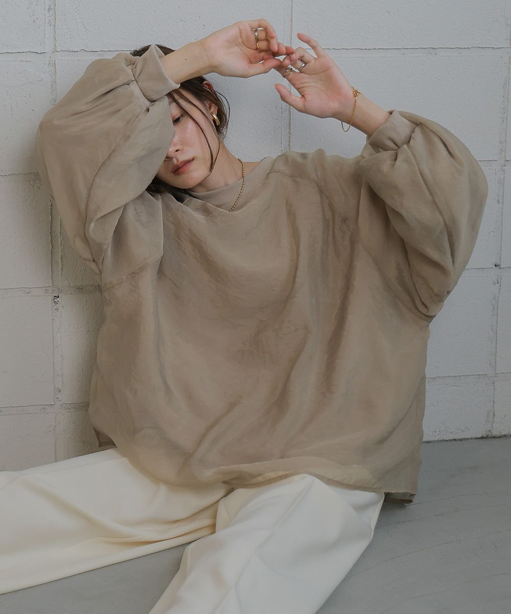 日本 Bab - [推薦]薄紗層次精緻女孩長袖上衣-淺卡其