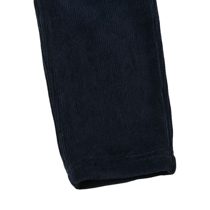 akachan honpo - 10分燈心絨褲-膝蓋圖案-深藍色