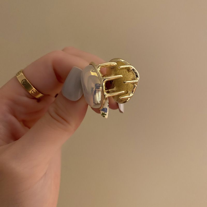 氣質珍珠小爪夾-圓形-白+金