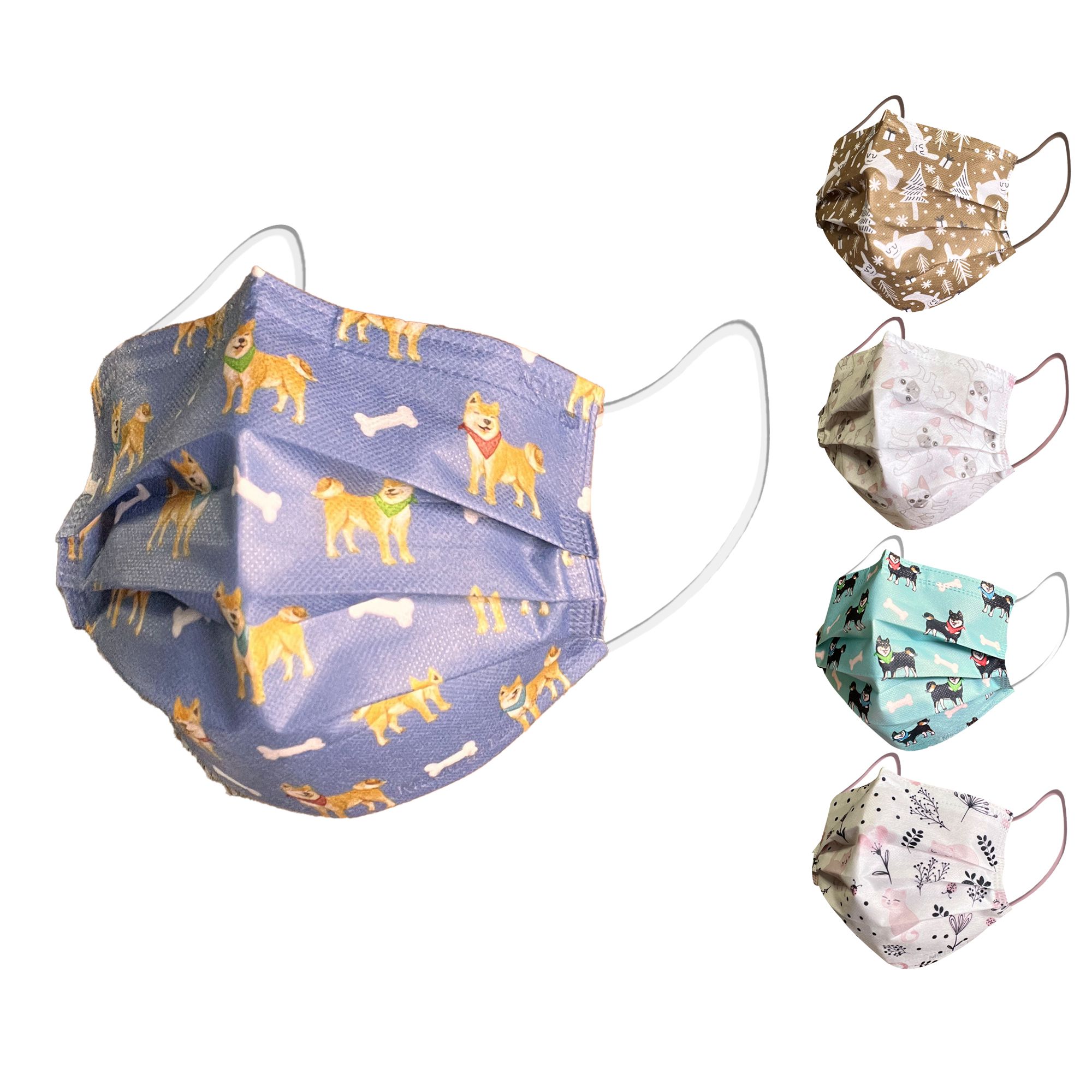 【水舞】摩達客-水舞醫用口罩-童趣動物組合-10入/盒*5盒-童趣兔兔、法鬥、柴犬藏藍、黑犬蒂綠、慵懶貓