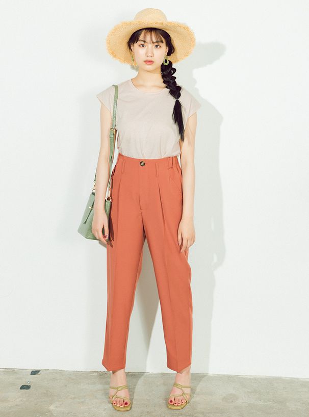 日本 GRL - 100%美國棉透氣百搭短袖上衣-杏