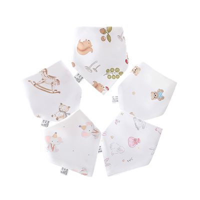 JoyNa - 5條入-棉質三角巾 暗釦口水巾-甜甜小精靈款-45*34*34cm
