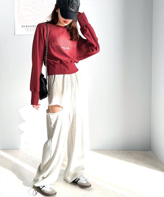 日本 Classical Elf - mily bilet 低調水鑽字母束腰短版上衣-紅