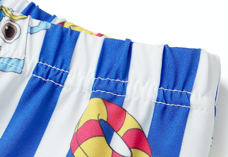 韓國 OZKIZ - 長袖兒童泳裝-三件組-布萊德理髮廳-藍