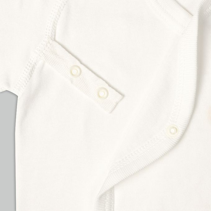 akachan honpo - 長袖新生兒內衣6件組-按扣款 橫紋-米白色 (50~60cm)