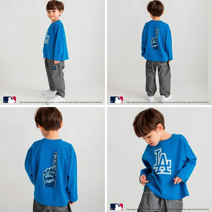 日本 BRANSHES - MLB聯名 logo印花長袖上衣-紐約洋基-灰